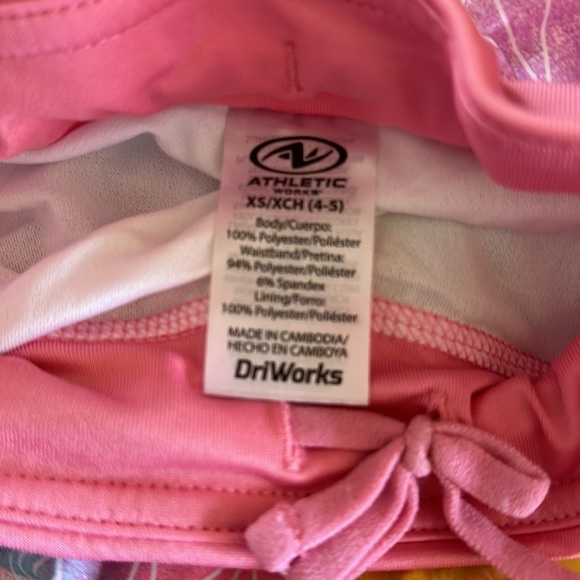 Athletic Works Girl’s 4 Pink Geometric Print Athletic Shorts Drawstring Waist - Picture 2 of 2